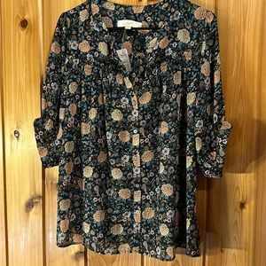 Loft 3/4 sleeve button down blouse, nwt, size medium